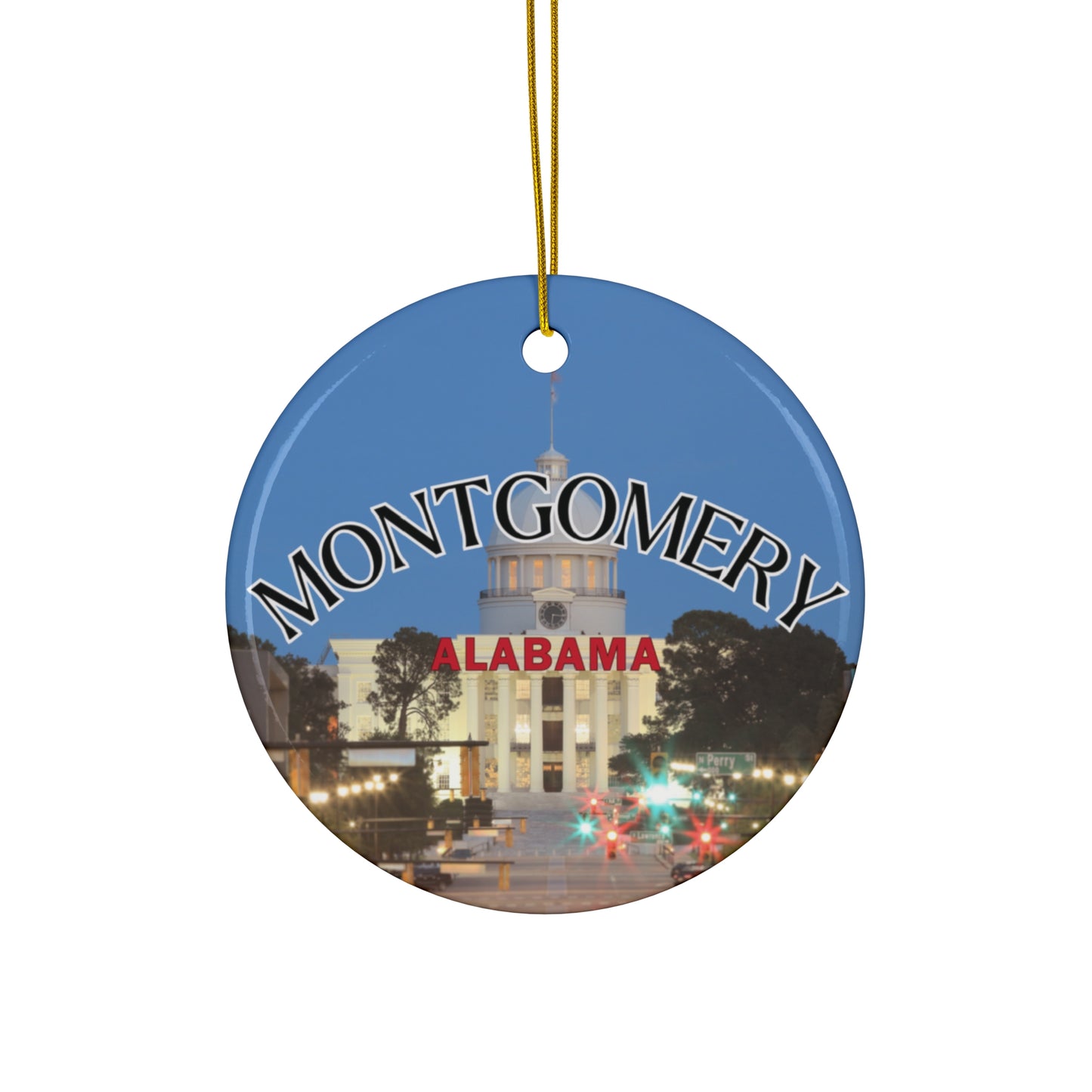 Montgomery Alabama Capital Holiday Gift Souvenir - Christmas Tree Decoration, State Capital Ornament, Travel Keepsake, State Pride