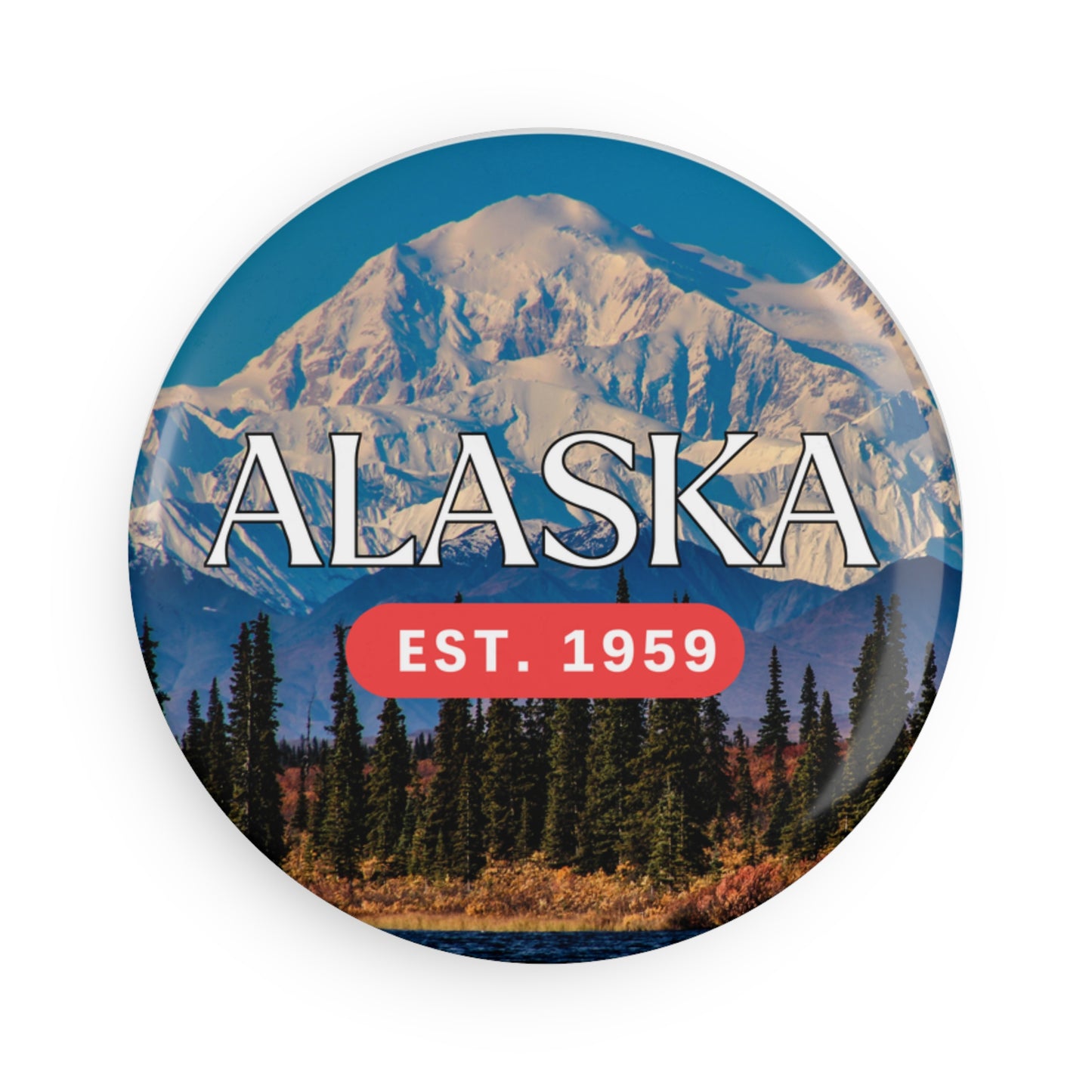 Alaska Souvenir Gift, Round Magnet (1 & 10 pcs), Fridge Decor, Kitchen Magnet, Travel Keepsake, Stocking Stuffer, Button Magnet