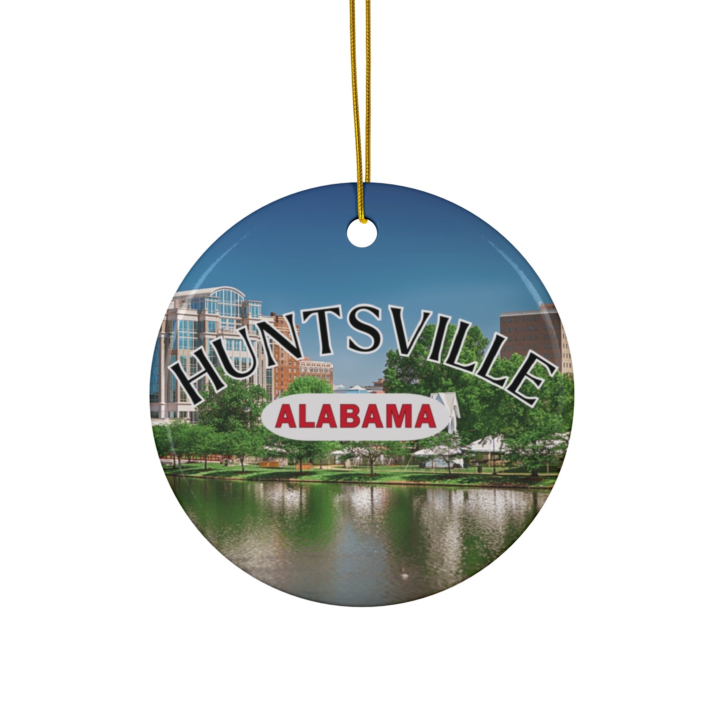 Huntsville Alabama Holiday Decor, Ceramic Ornament, Souvenir Ornament, Christmas Tree Ornament, Travel Keepsake, Gift for Traveler