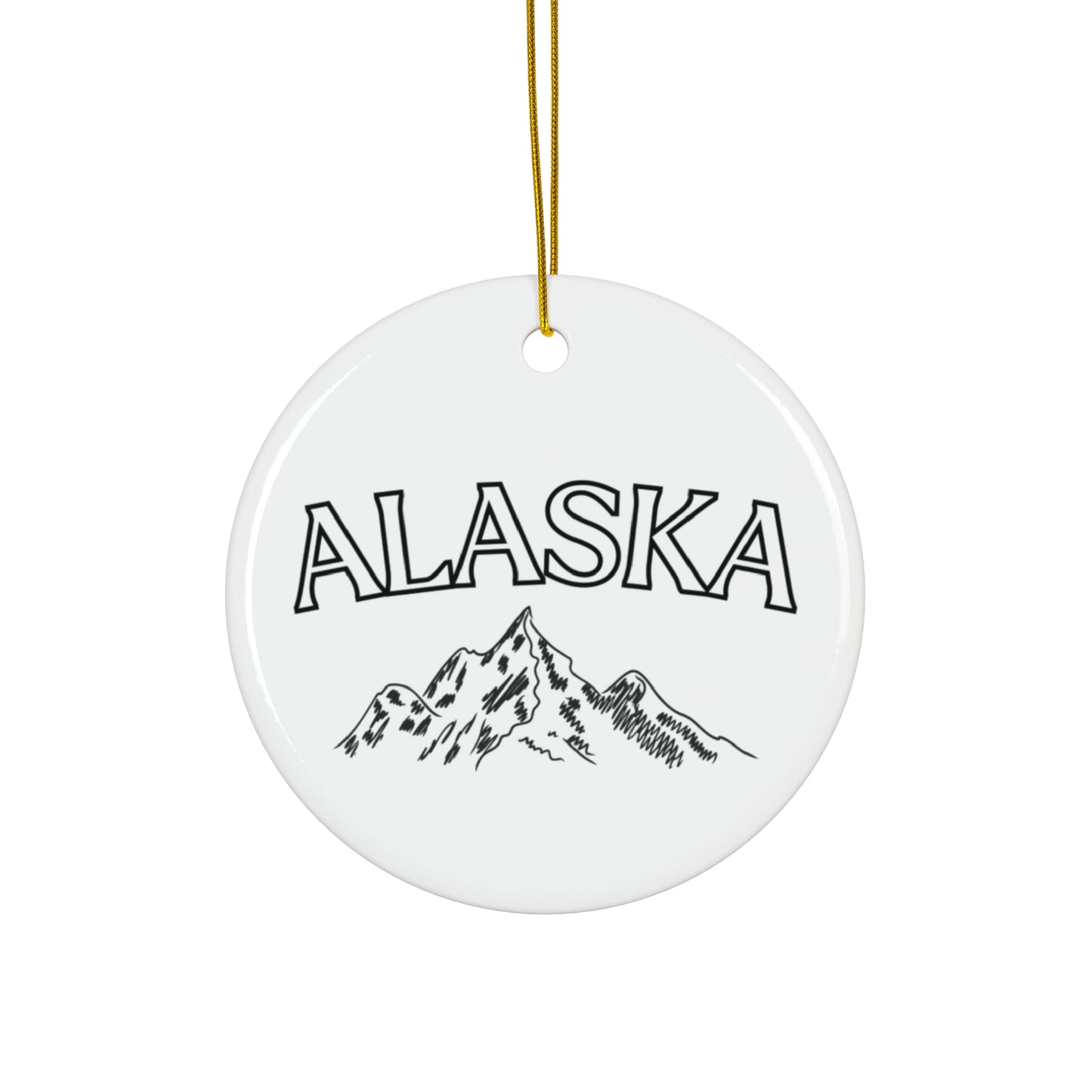Alaska Souvenir Gift, Alaska Holiday Gift, Circle Ceramic Ornament, Christmas Tree Decoration, Holiday Keepsake, Travel Memento Decor