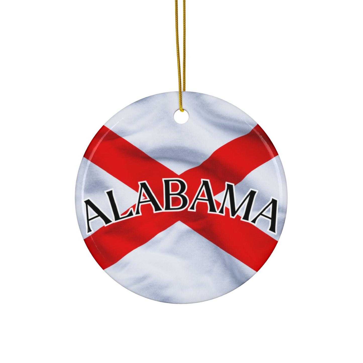 Alabama Flag Ceramic Ornament, Patriotic Holiday Decor, Christmas Tree Decoration, State Pride Gift, Souvenir, Hand Painted