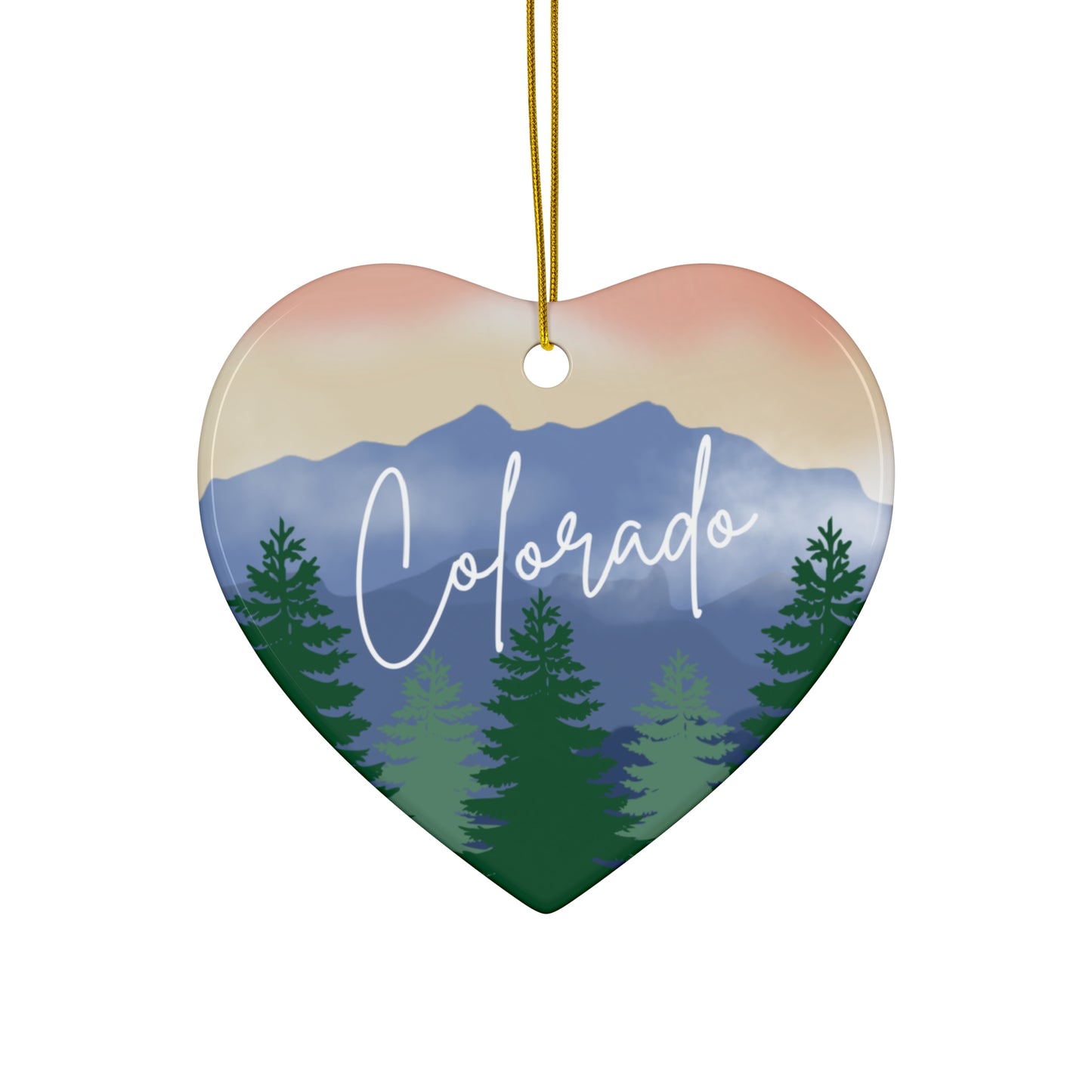 Colorado Christmas Holiday Ceramic Ornament Keepsake, 3 Shape Options