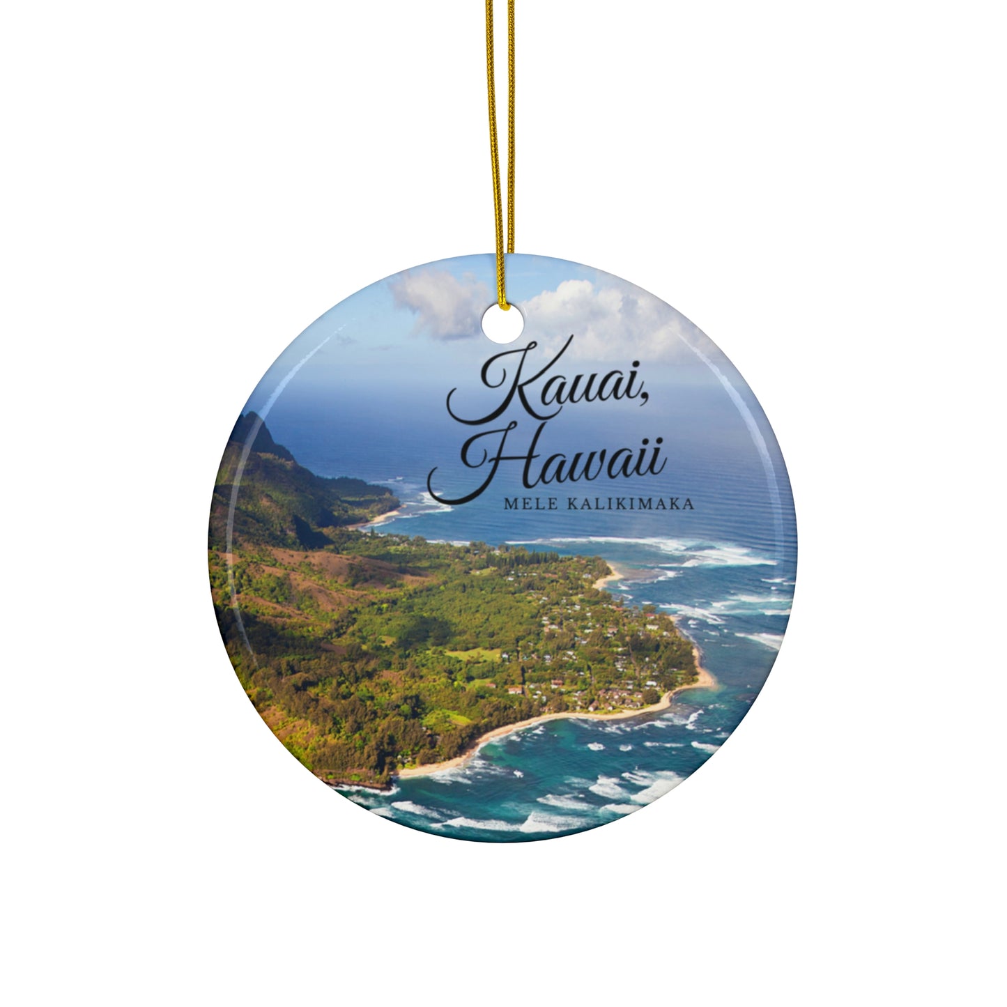 Kauai Hawaii Mêle Kalikimaka Merry Christmas Holiday Keepsake Ceramic Ornament