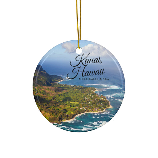 Kauai Hawaii Mêle Kalikimaka Merry Christmas Holiday Keepsake Ceramic Ornament