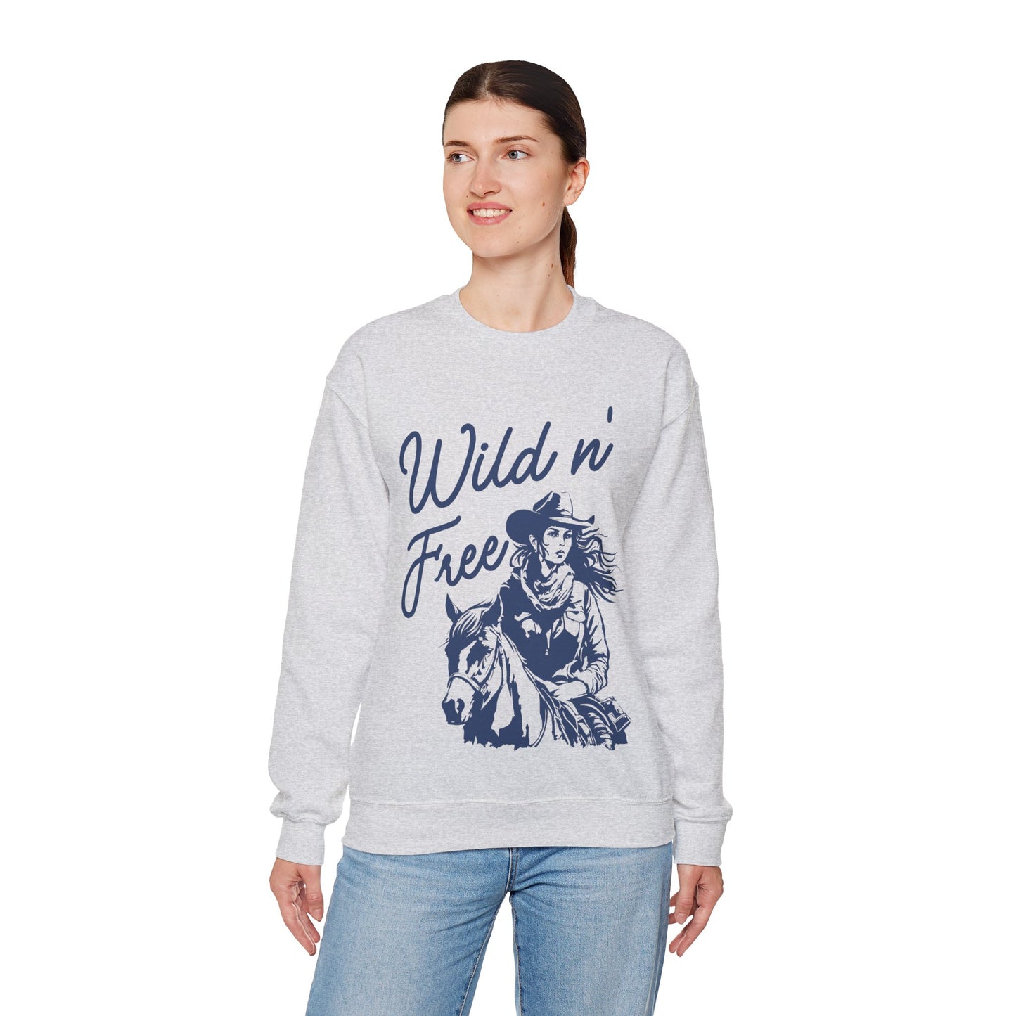 Cowgirl Wild N' Free Sweater Unisex Heavy Blend™ Crewneck Sweatshirt Multiple Sizes and Colors