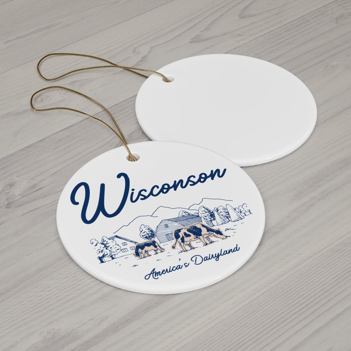 Wisconsin Holiday Christmas Tree Decoration Ceramic Ornament