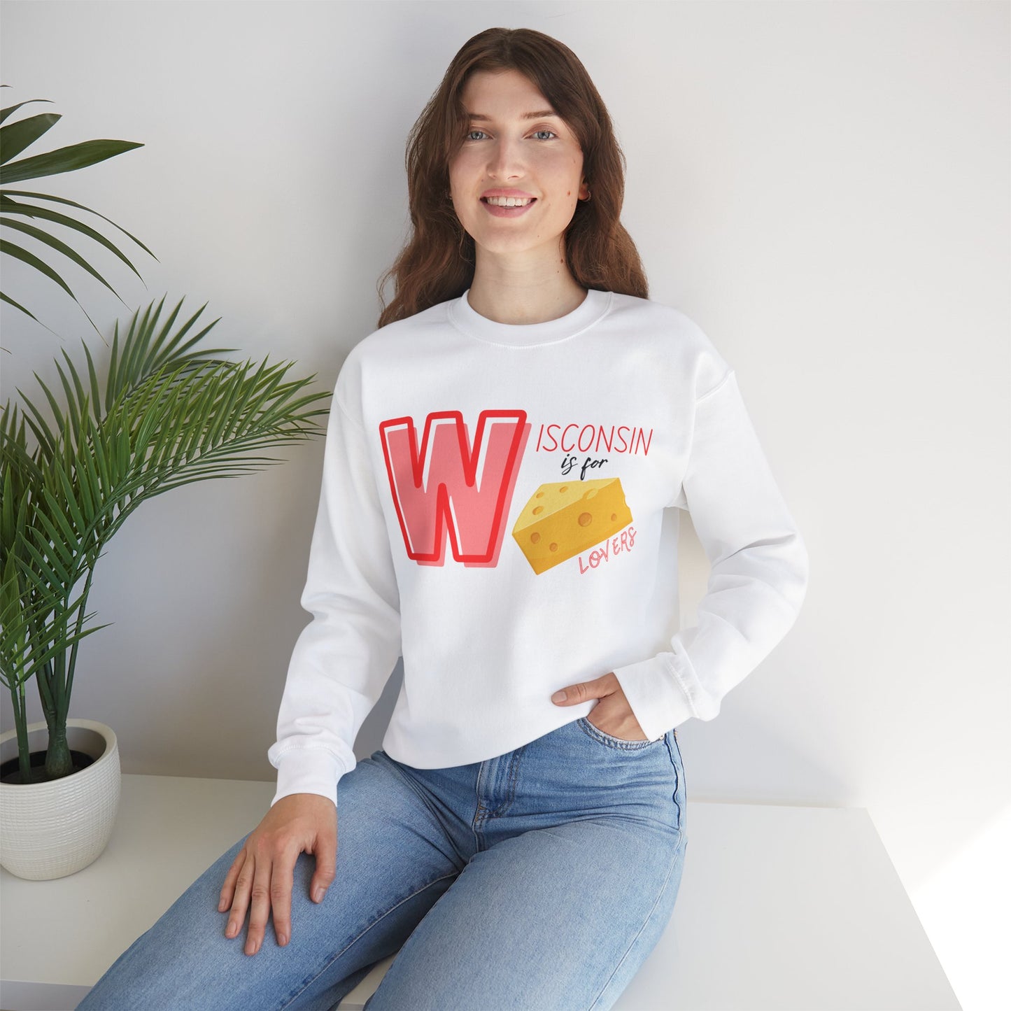 Wisconsin is For Cheese Lovers Sweater Unisex Heavy Blend™ Crewneck Sweatshirt