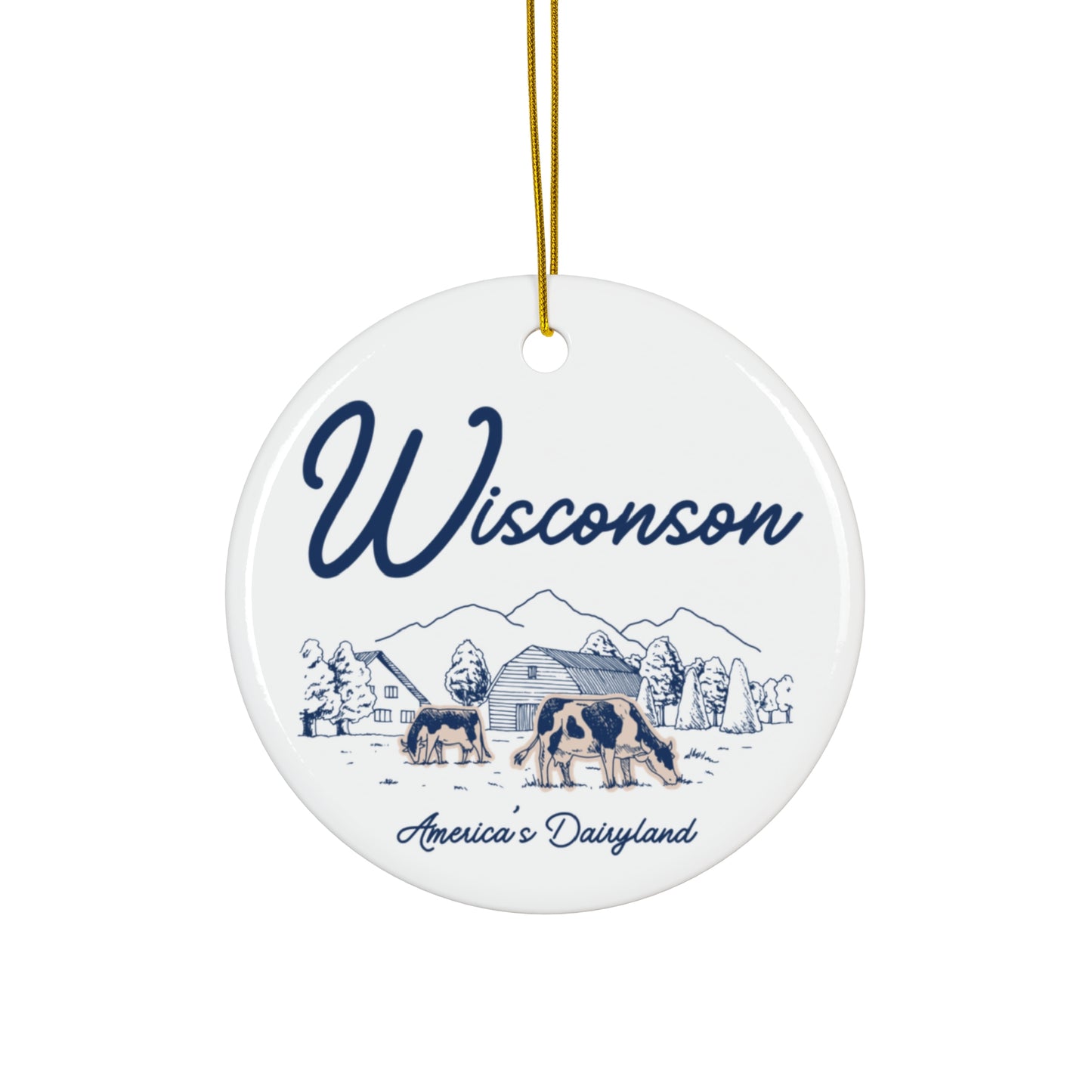 Wisconsin Holiday Christmas Tree Decoration Ceramic Ornament