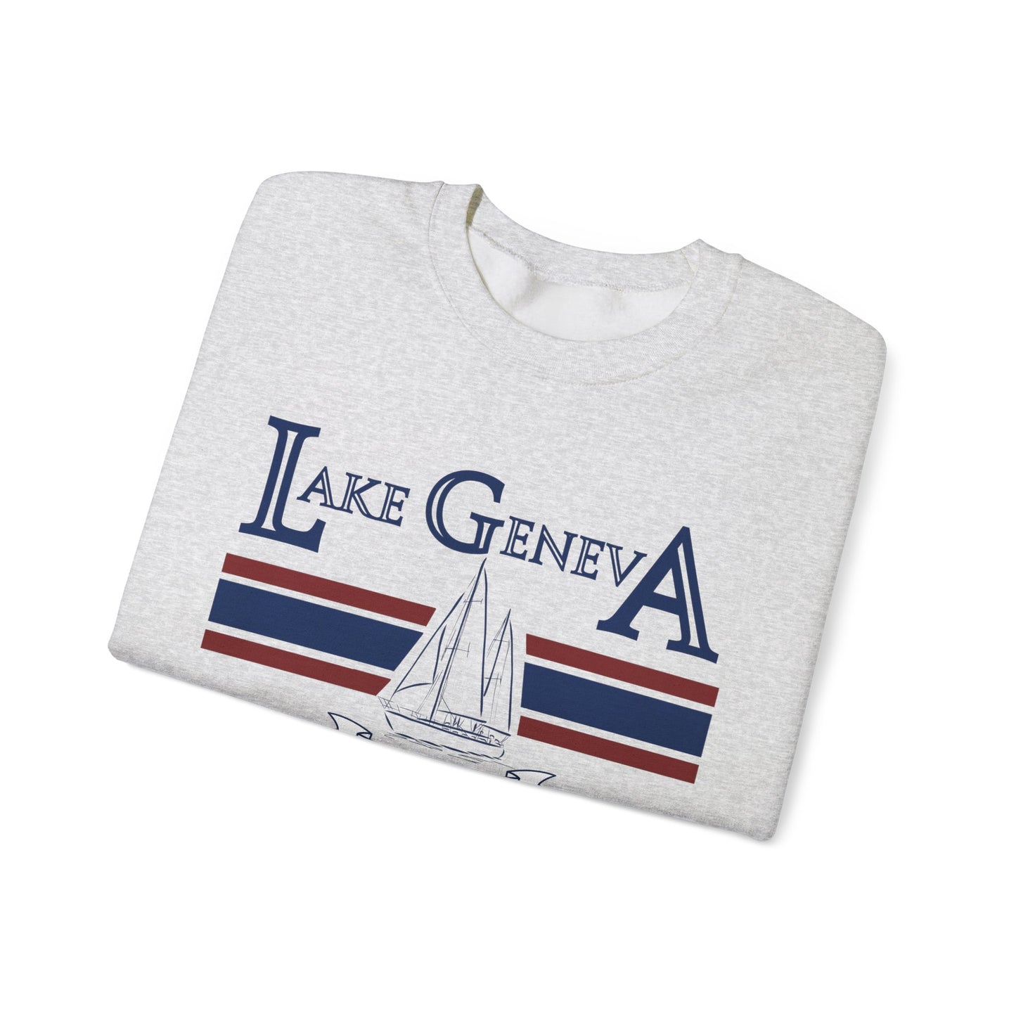 Lake Geneva Wisconsin Sail Boat Sweater Unisex Heavy Blend™ Crewneck Sweatshirt