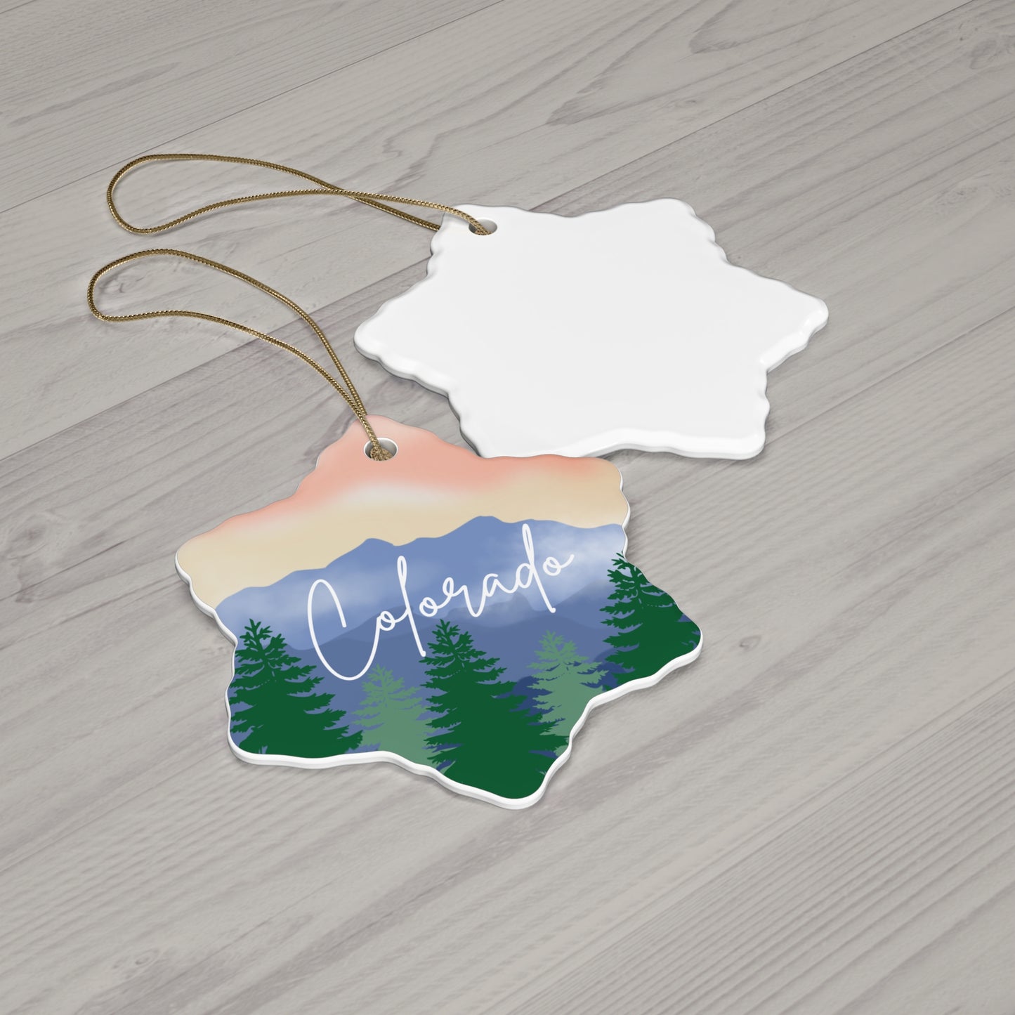 Colorado Christmas Holiday Ceramic Ornament Keepsake, 3 Shape Options