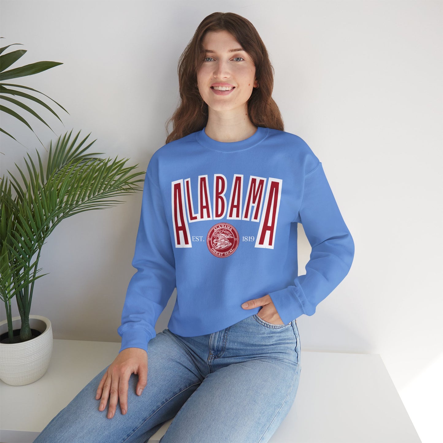 Alabama Souvenir Crewneck Sweatshirt, Comfortable Cool Sweater, Unisex Heavy Blend Pullover, Gift for Alabamians, State Pride Jumper