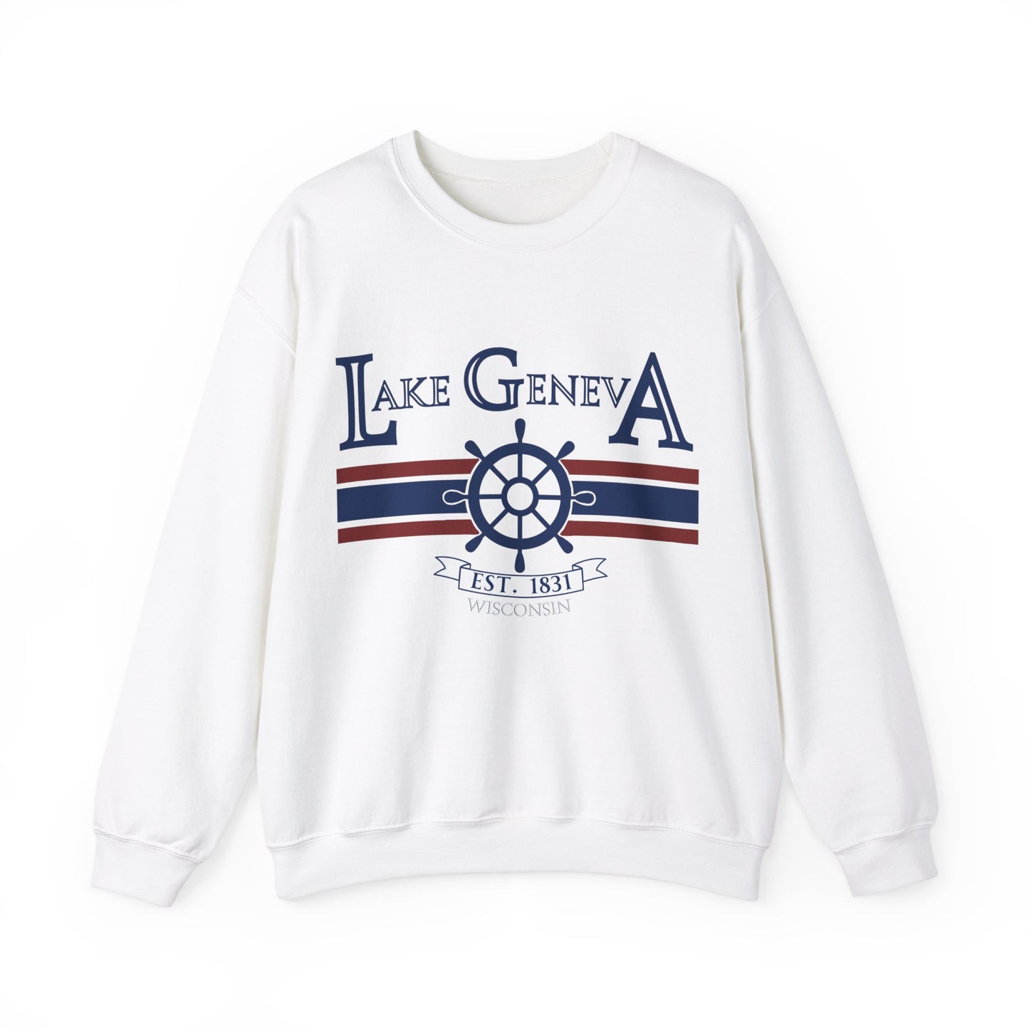 Lake Geneva Wisconsin Sweater Sail Boating Unisex Heavy Blend™ Crewneck Sweatshirt
