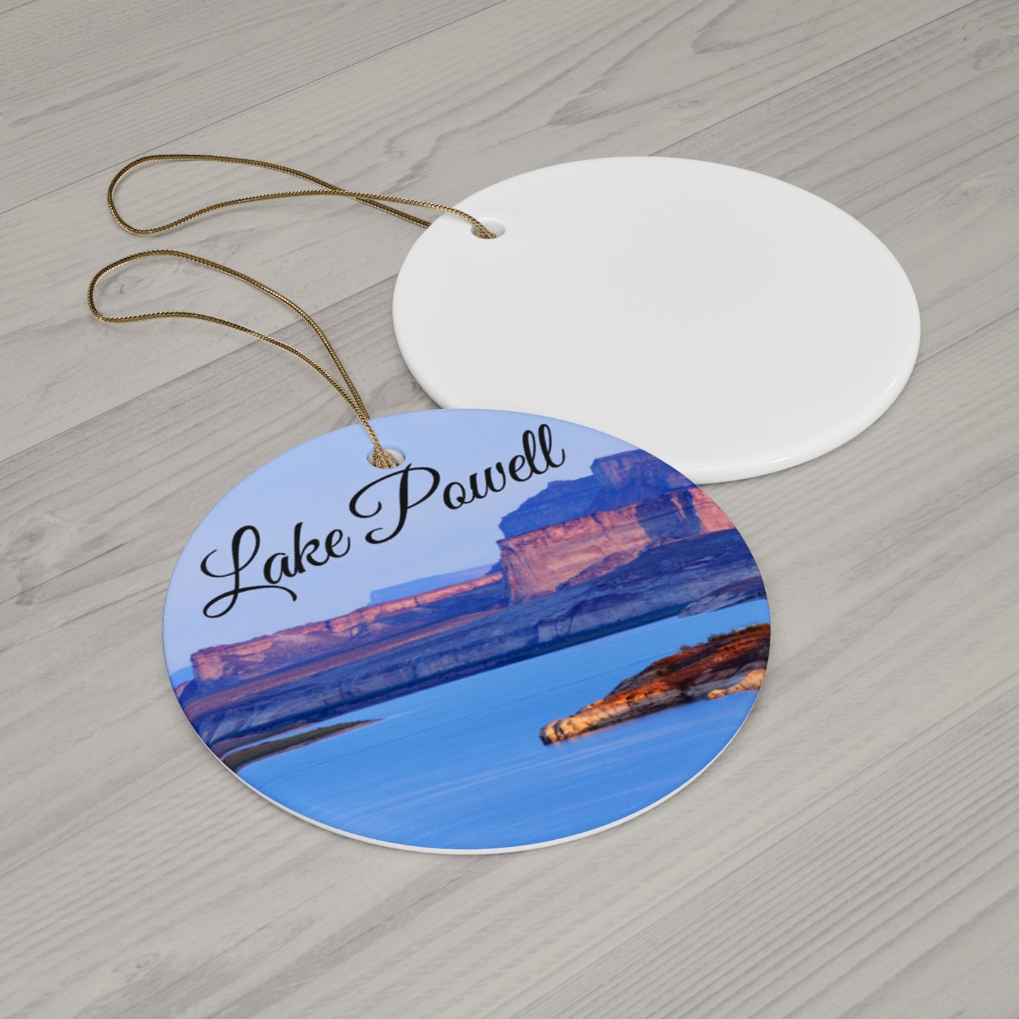 Lake Powell Arizona Utah Christmas Holiday Keepsake Circle Ceramic Ornament
