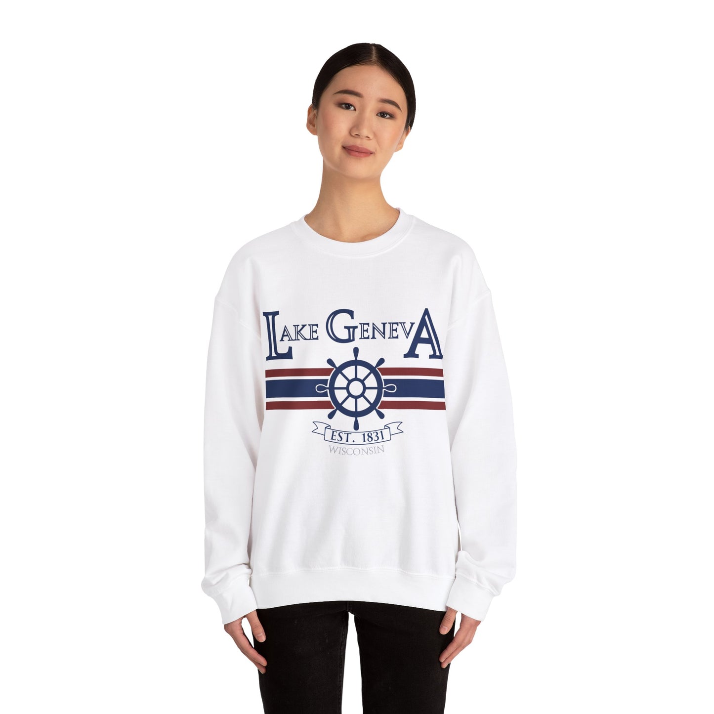 Lake Geneva Wisconsin Sweater Sail Boating Unisex Heavy Blend™ Crewneck Sweatshirt