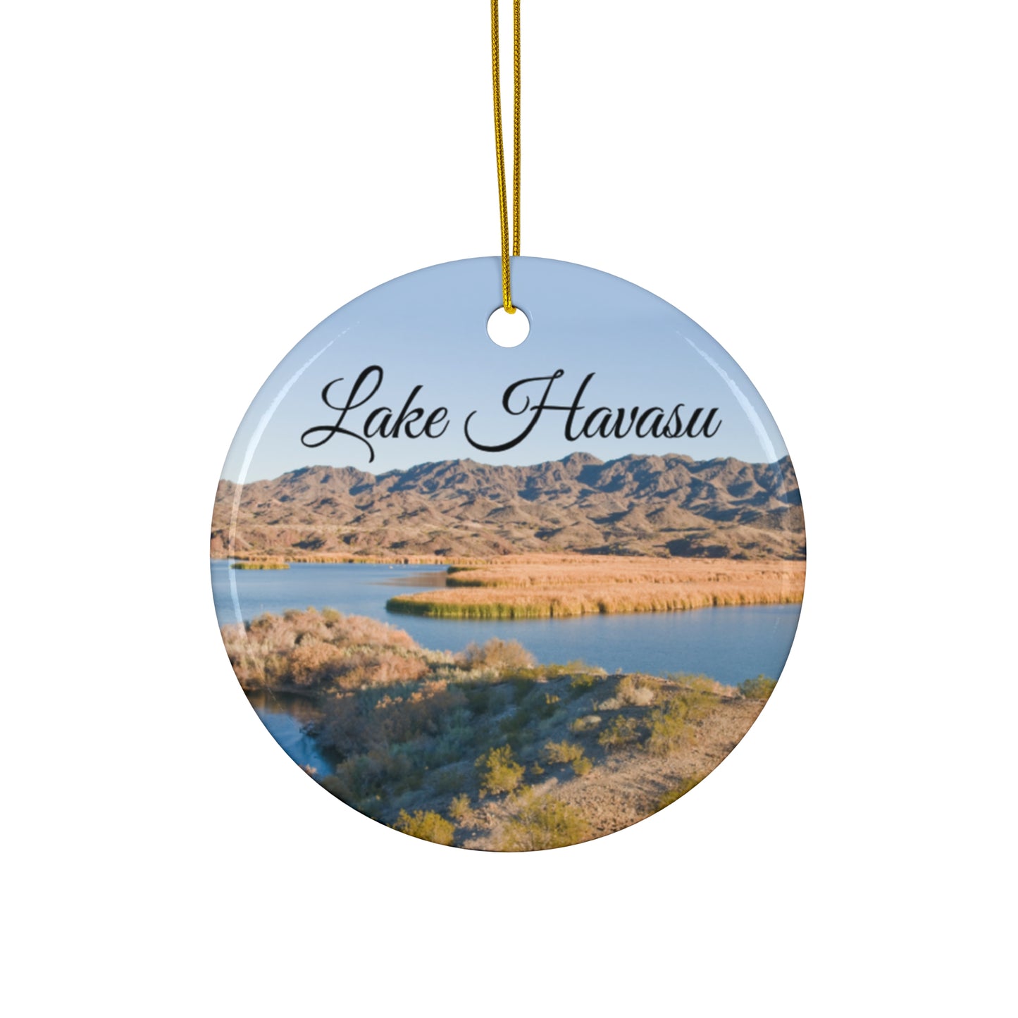 Lake Havasu Arizona California Christmas Holiday Keepsake Circle Ceramic Ornament