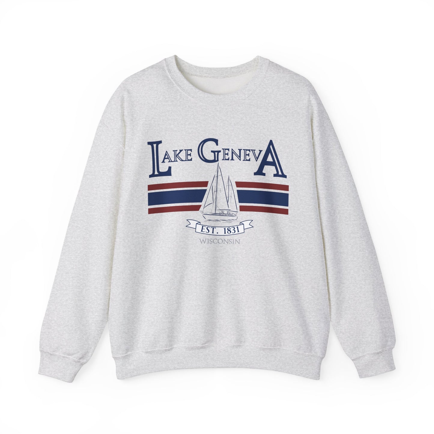 Lake Geneva Wisconsin Sail Boat Sweater Unisex Heavy Blend™ Crewneck Sweatshirt