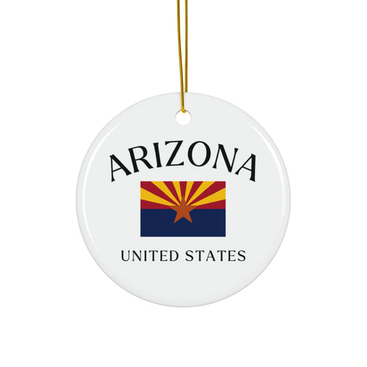 Arizona Flag Ceramic Ornament, Southwestern Christmas Tree Decoration, Holiday Gift, Handmade Clay Ornament, Southwest Home Decor, Arizona