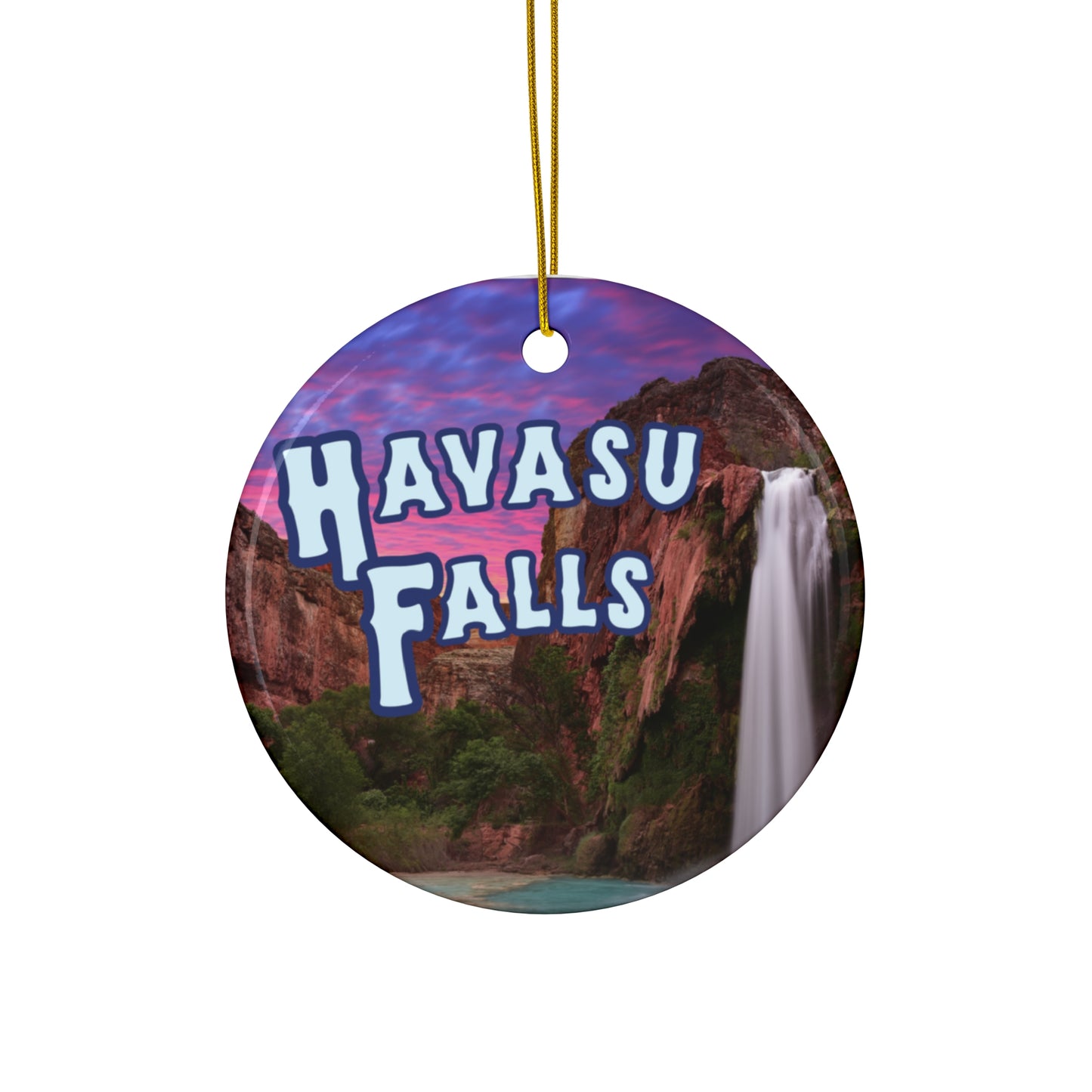 Havasu Falls Waterfall Arizona Holiday Ornament, Christmas Tree Decor, Gift for Travelers, Southwest Home, Arizona Ceramic Ornament,