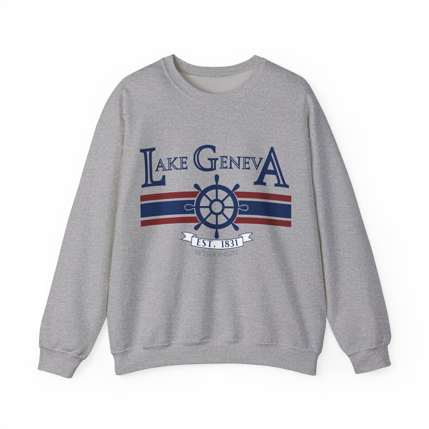 Lake Geneva Wisconsin Sweater Sail Boating Unisex Heavy Blend™ Crewneck Sweatshirt