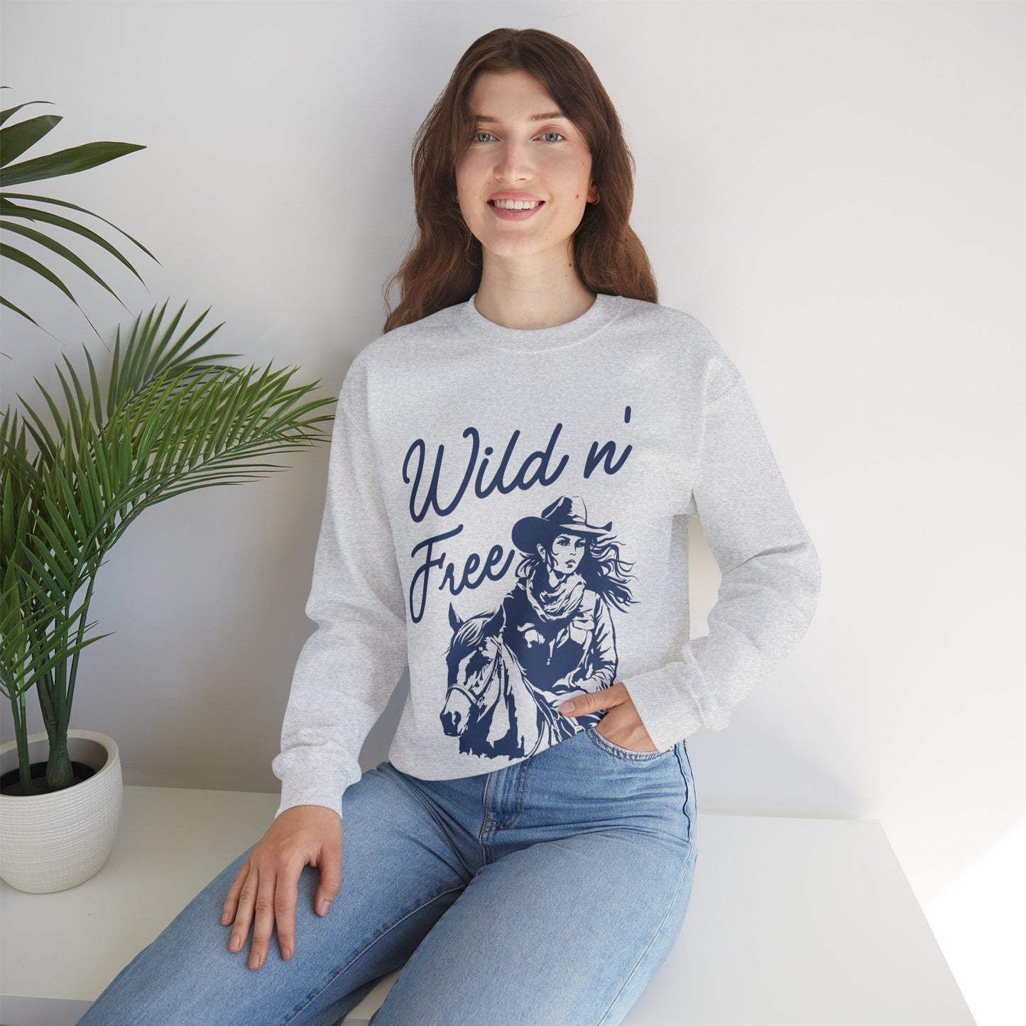 Cowgirl Wild N' Free Sweater Unisex Heavy Blend™ Crewneck Sweatshirt Multiple Sizes and Colors