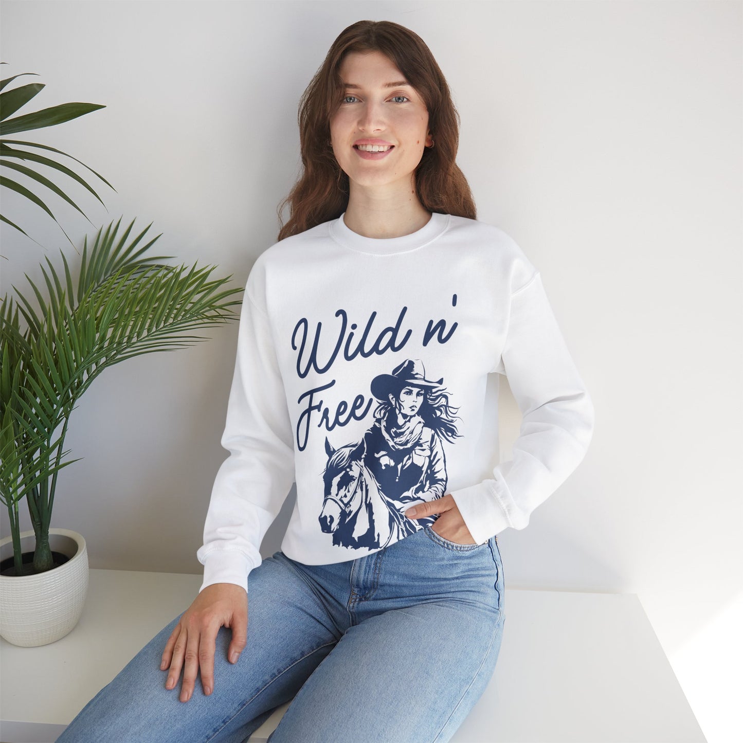 Cowgirl Wild N' Free Sweater Unisex Heavy Blend™ Crewneck Sweatshirt Multiple Sizes and Colors
