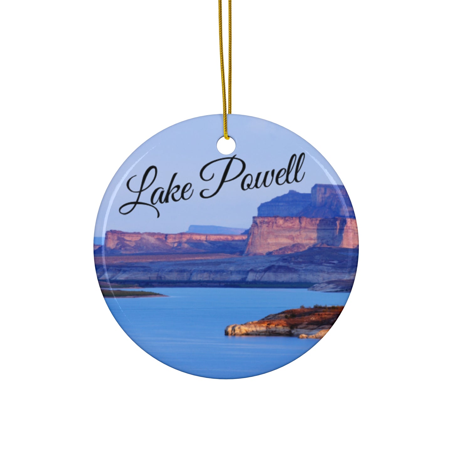 Lake Powell Arizona Utah Christmas Holiday Keepsake Circle Ceramic Ornament