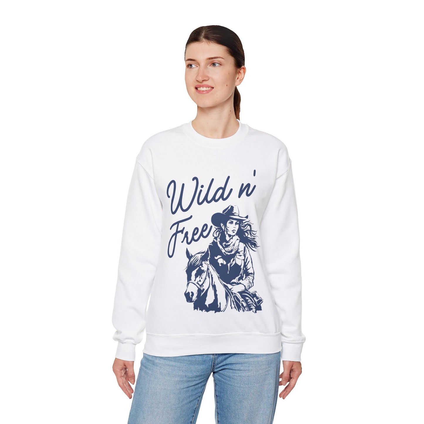 Cowgirl Wild N' Free Sweater Unisex Heavy Blend™ Crewneck Sweatshirt Multiple Sizes and Colors