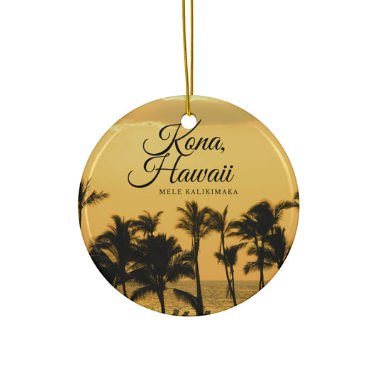Kona Hawaii Mêle Kalikimaka Christmas Holiday Ceramic Circle Ornament Keepsake