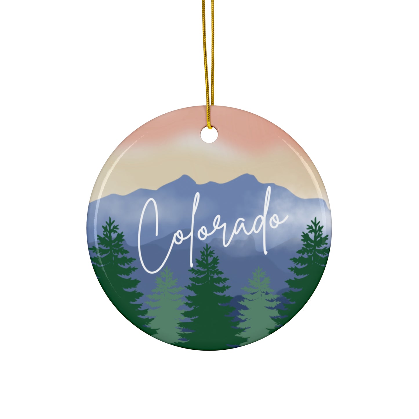 Colorado Christmas Holiday Ceramic Ornament Keepsake, 3 Shape Options