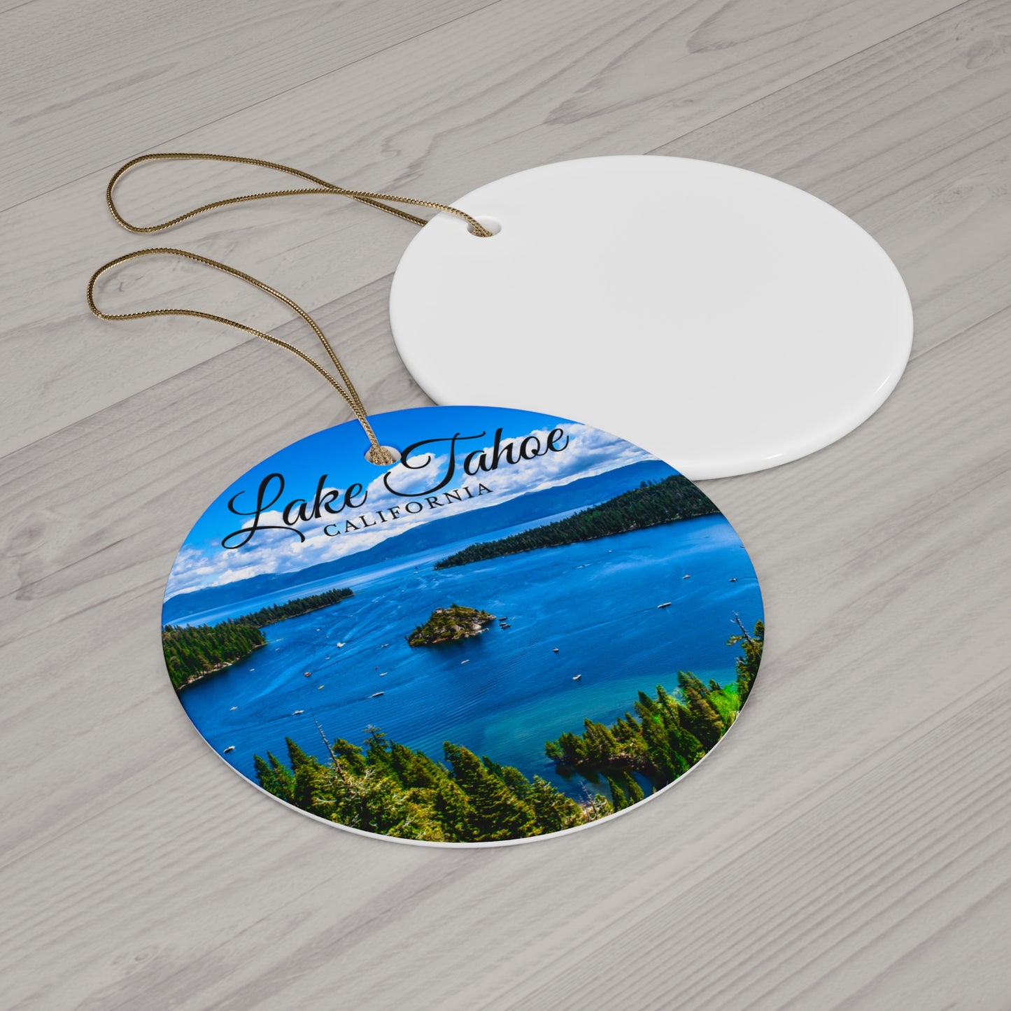 Lake Tahoe California Ceramic Ornament, 4 Shapes