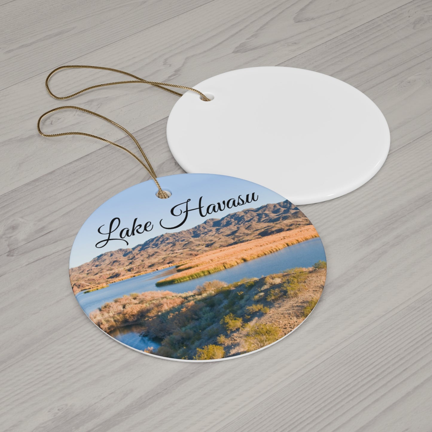 Lake Havasu Arizona California Christmas Holiday Keepsake Circle Ceramic Ornament