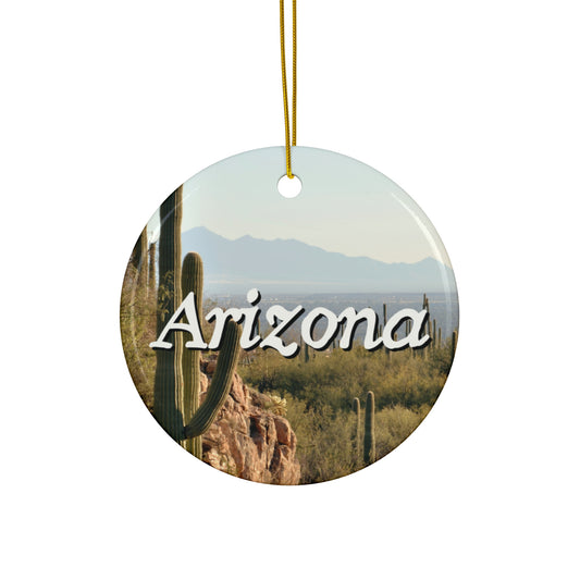 Ceramic Ornament - Arizona Desert, Southwest Christmas Tree Decor, Hanging Decoration, Holiday Gift, Southwestern Home Decor, Rustic