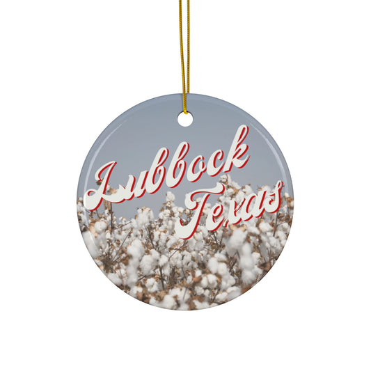 Lubbock Texas Holiday Ornament, Circle Christmas Ornament, West Texas Souvenir, Texas Holiday gift
