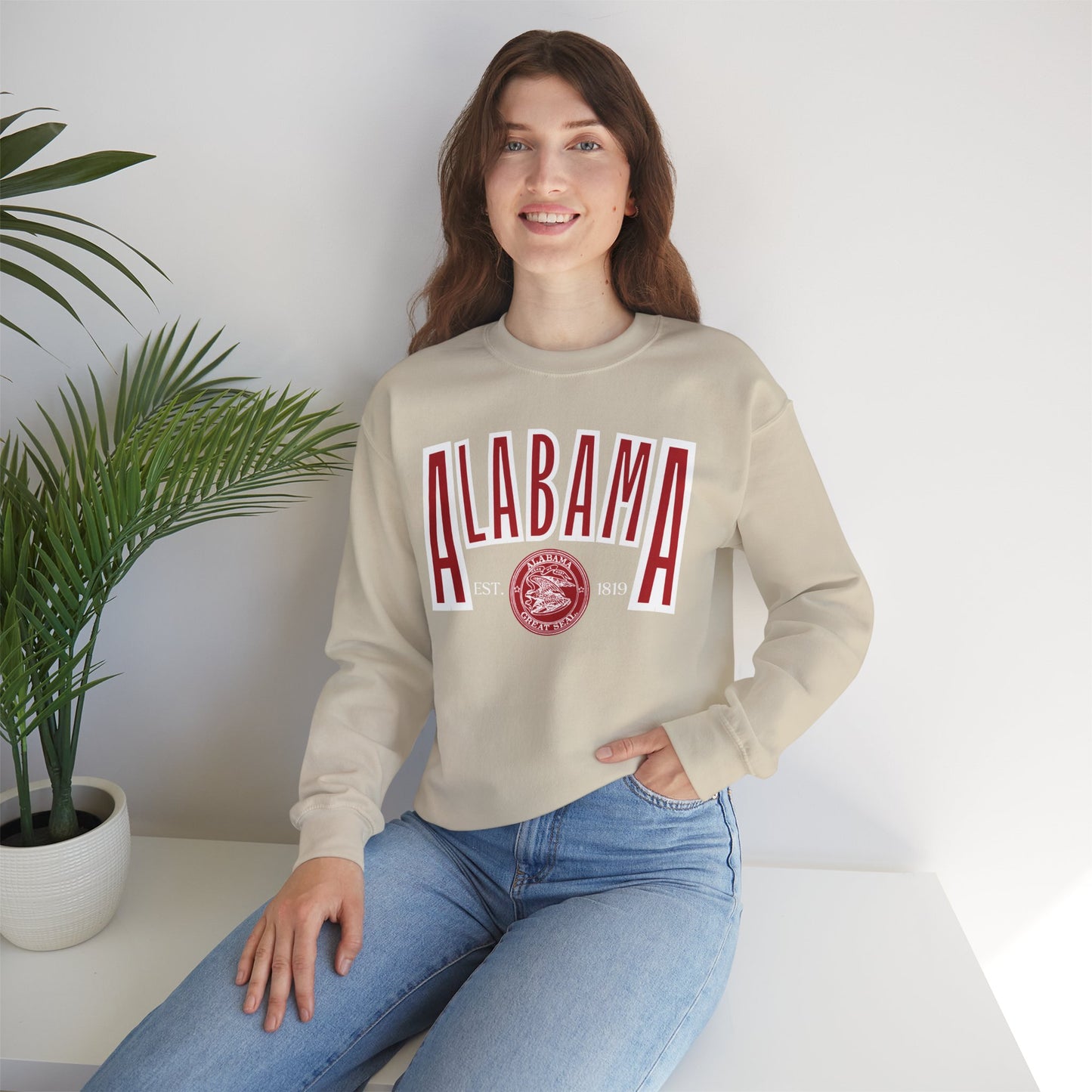 Alabama Souvenir Crewneck Sweatshirt, Comfortable Cool Sweater, Unisex Heavy Blend Pullover, Gift for Alabamians, State Pride Jumper