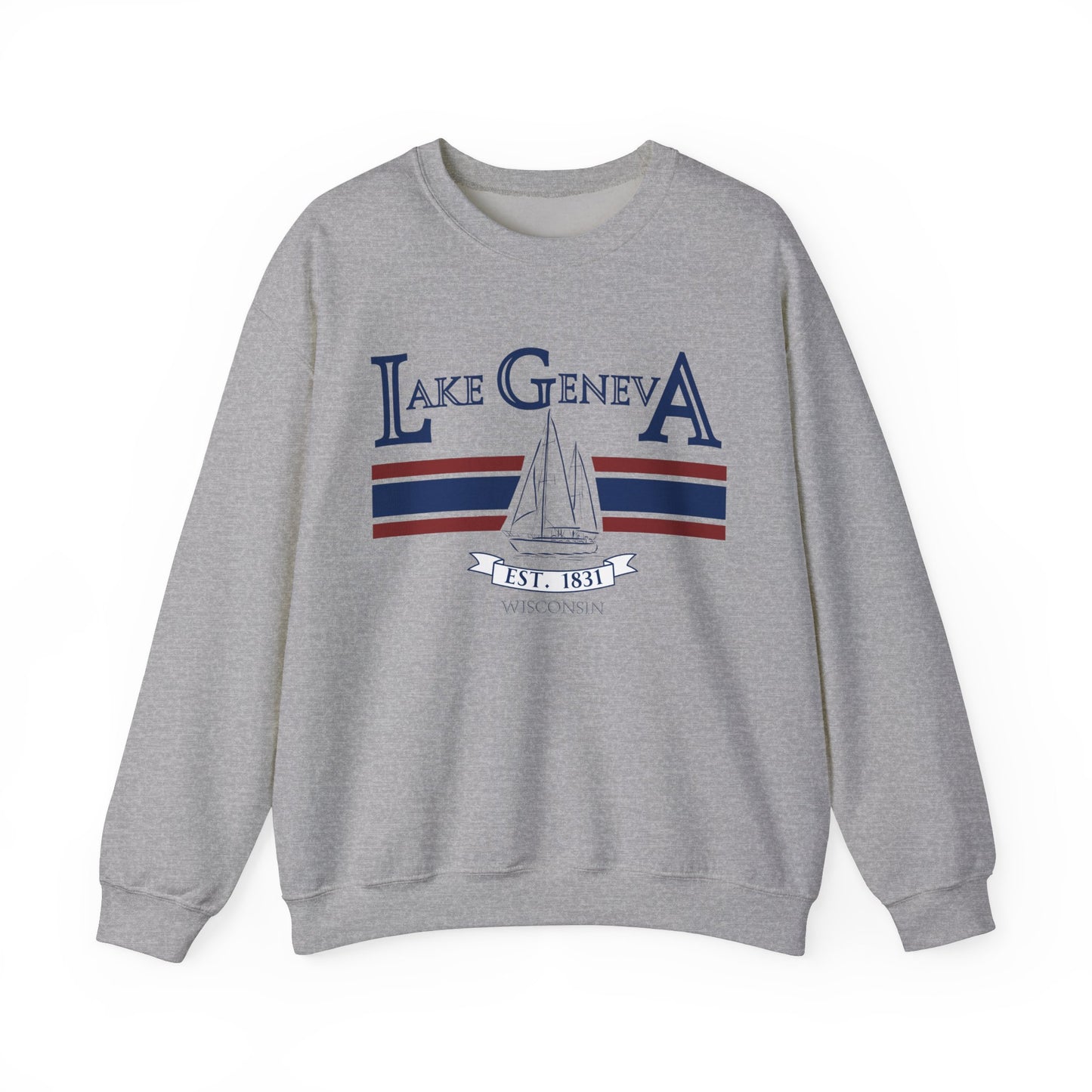 Lake Geneva Wisconsin Sail Boat Sweater Unisex Heavy Blend™ Crewneck Sweatshirt