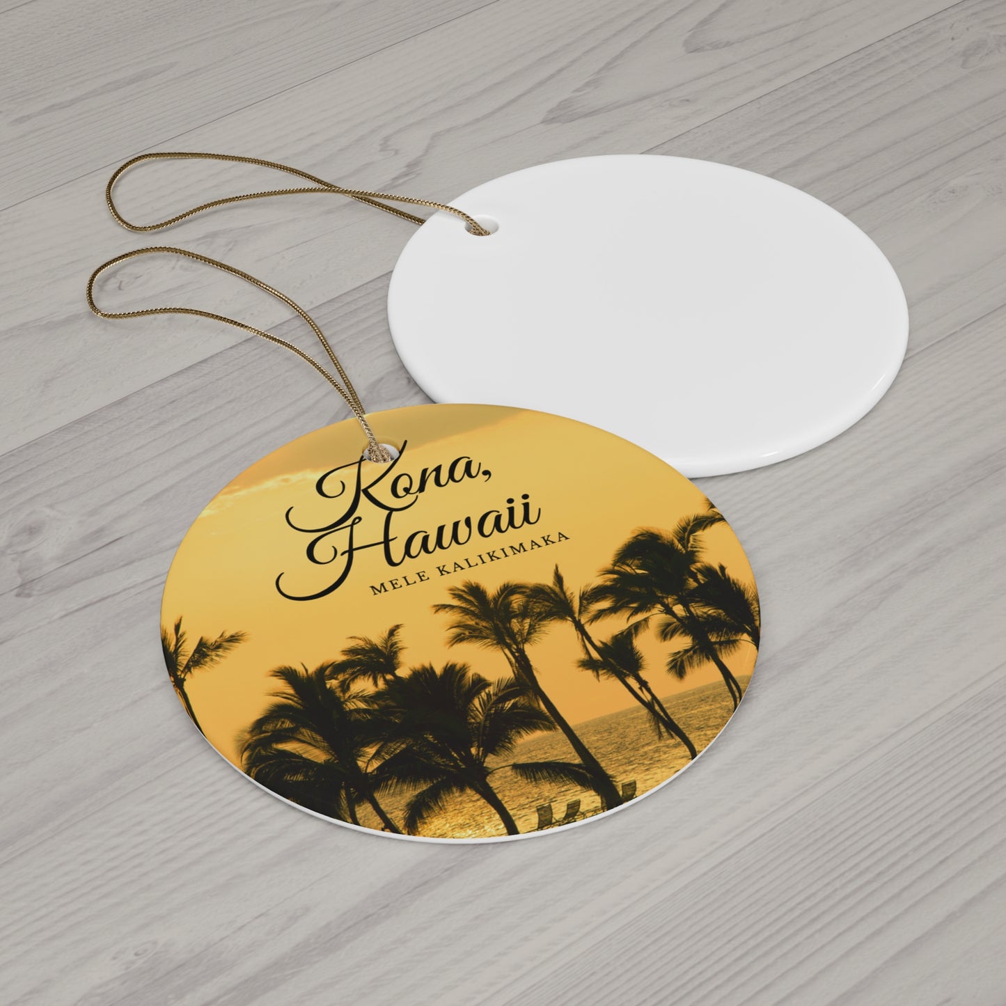 Kona Hawaii Mêle Kalikimaka Christmas Holiday Ceramic Circle Ornament Keepsake