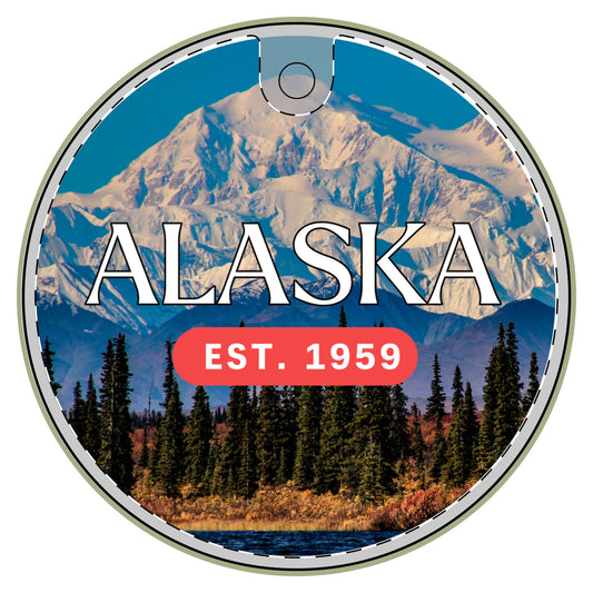 Alaska Souvenir Gift, Circle Ceramic Ornament, Christmas Tree Decoration, Holiday Keepsake, Travel Memento Decor