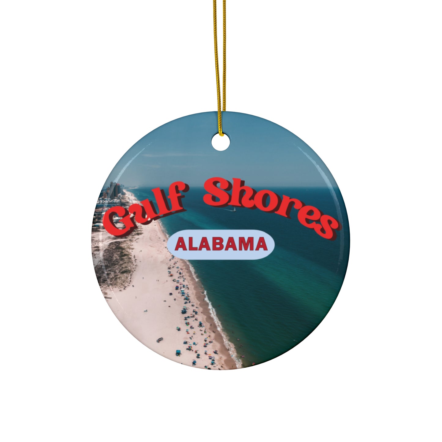 Alabama Ceramic Ornament, Beach Christmas Tree Decor, Coastal Holiday Gift, Ocean Theme Ornament, Gulf Shores Souvenir, Nautical Christmas