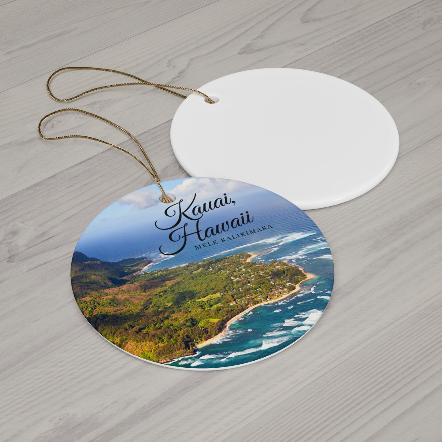 Kauai Hawaii Mêle Kalikimaka Merry Christmas Holiday Keepsake Ceramic Ornament