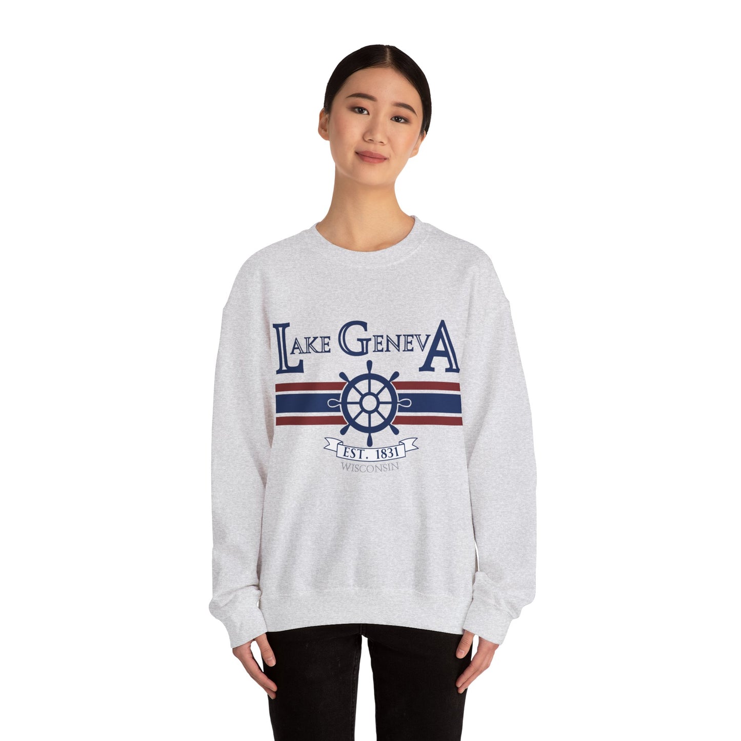 Lake Geneva Wisconsin Sweater Sail Boating Unisex Heavy Blend™ Crewneck Sweatshirt