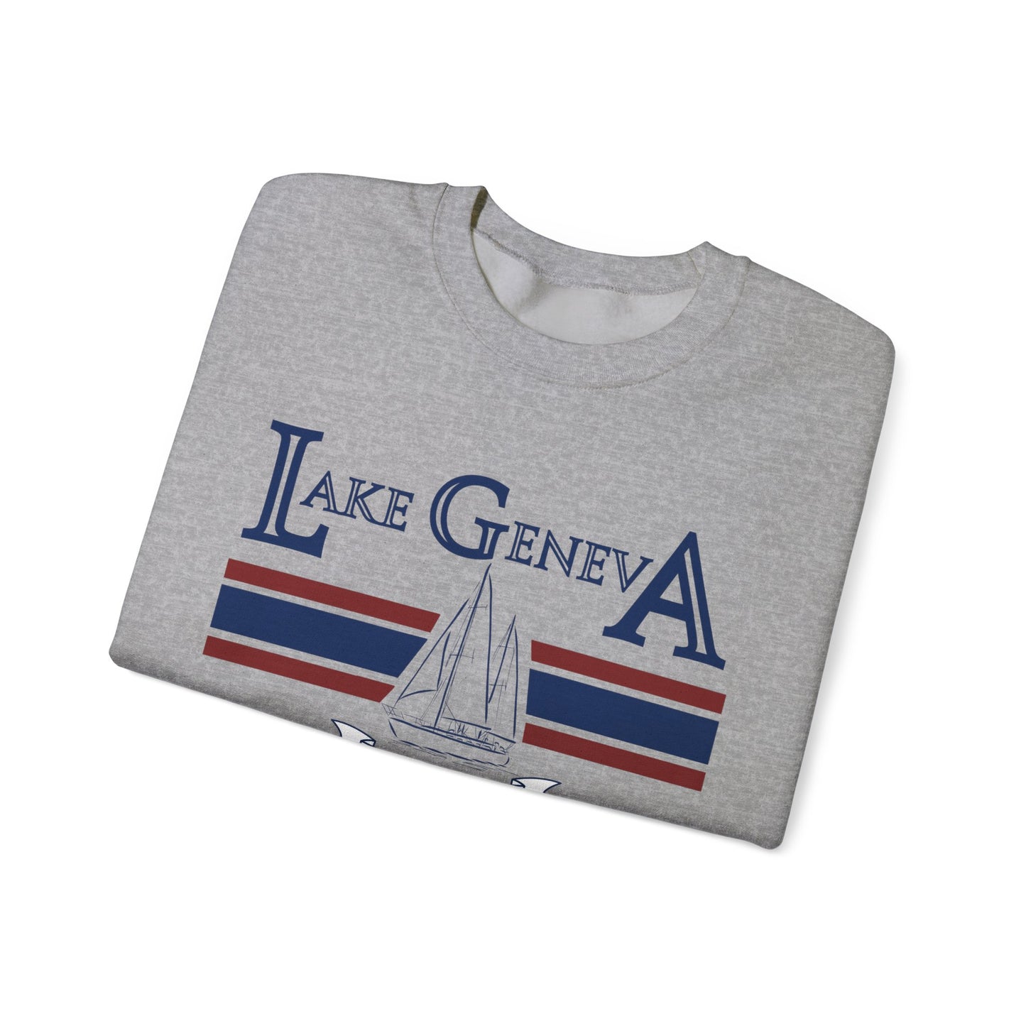 Lake Geneva Wisconsin Sail Boat Sweater Unisex Heavy Blend™ Crewneck Sweatshirt